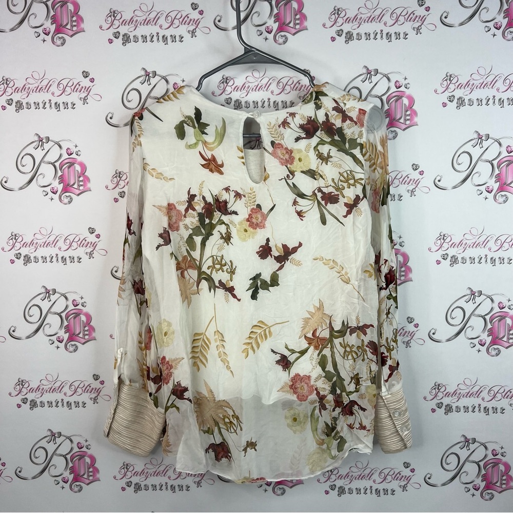 Bella amore Italy top blouse flowers silk made in Italy 🇮🇹 Floral Print Women's - Picture 2 of 16